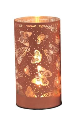 Straits LED Butterfly and Floral Glassware Cylinder 15cm| Terracotta 33584