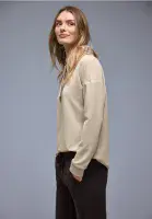 Street One Silk Look Shirt With Strip Cord | Beige  324639