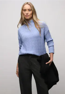 Street One Structure Jumper with Turtle Neck| Blue 303618