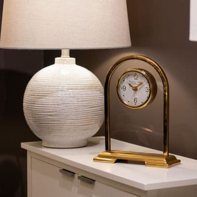 TARA Daniel and Ashley Glass Mini Table  Clock   | Gold TL6874