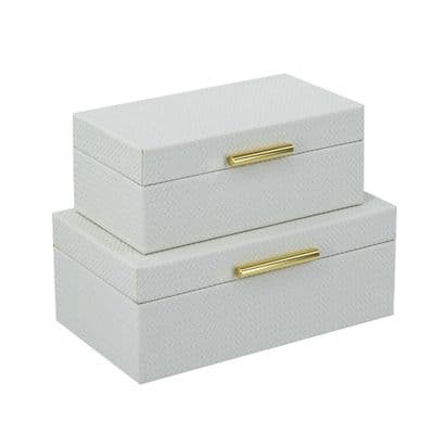 TARA Decorative Boxes Set Of 2 | Ivory TL7123