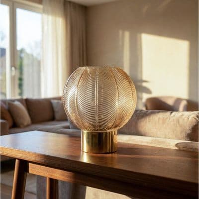 TARA  Hurricane Amber Glass ORB 24CM   |  Gold  TL7309
