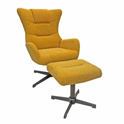 TARA Rayna rocking swivel Chair With Stool | Yellow  TL7102