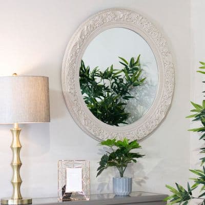 TARA  Yvette Round Mirror 90cm |Cream TL6971