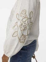 Vero Moda Anya LS Embroidery Top | Cloud Dancer