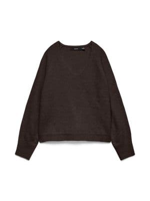 Vero Moda Aquarius LS V-Neck Raglan Pullover | Chocolate