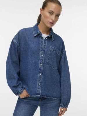 Vero Moda Elora LS Denim Shirt | Med Blue