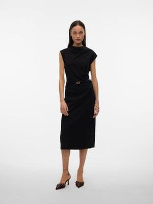 Vero Moda Gannah S/L Calf Dress | Black