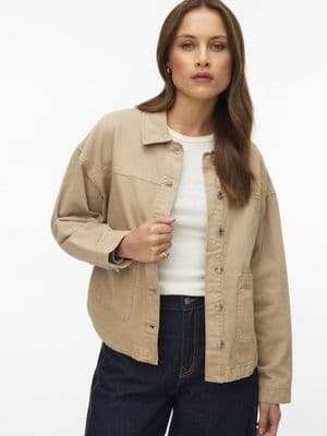 Vero Moda Jamie LS Denim Shacket  | Silver Mink