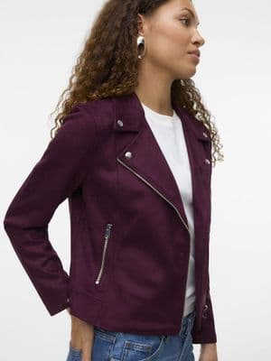 Vero Moda Jose Short Faux Suede Jacket | Wine