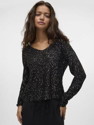 Vero Moda Leilani New LS V-Neck Pullover| Black