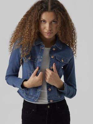 Vero Moda Luna LS Slim Denim Jacket | Med Blue