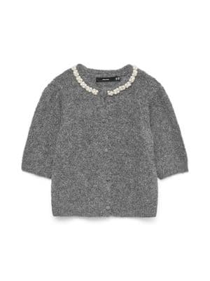 Vero Moda Ocean 2/4 O-Neck Jewellery Cardigan | Grey