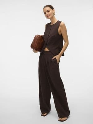 Vero Moda Sigga MW Wide Pants | Chocolate