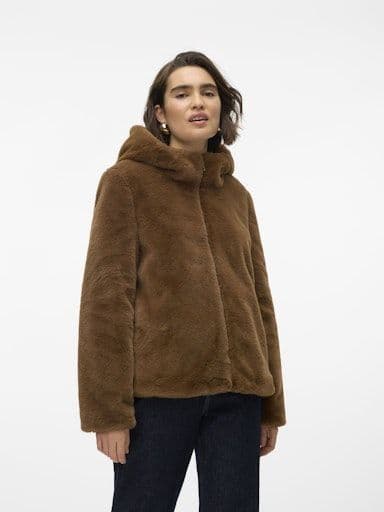 Vero Moda Light Brown Faux Fur Jacket Vero Moda Super Soft Fluffy