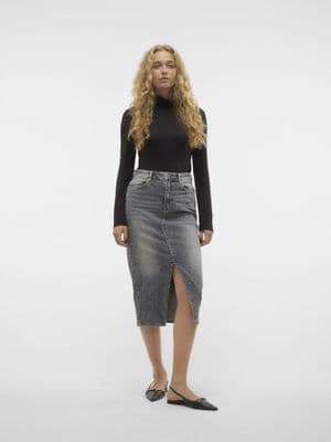 Vero Moda Veri HR Calf Denim Skirt | Grey