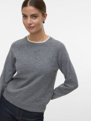 Vero Moda Wonderful LS O-Neck Raglan Pullover | Grey
