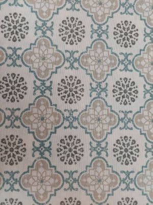 Victorian Tiles  Oil Cloth Blue