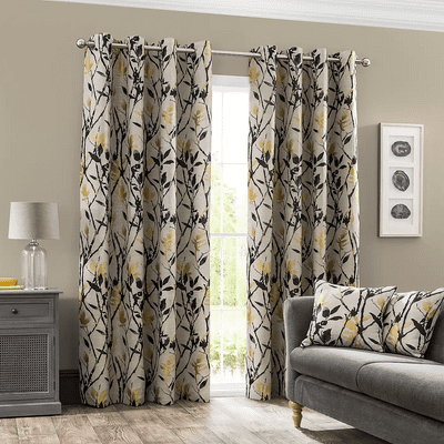 Zen Jacquard Eyelet Curtains Gold