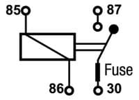 12 volt, 30A relay with integral 15A Fuse. NO Contacts (20015A)
