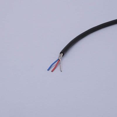 2 core screened cable. 0.5mm tinned wires. Black sleeve (SCN0.5/2)