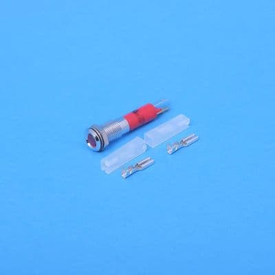 5mm LED indicator. Flat Top bright Chrome. Red 12 Volt (LED5RFC)