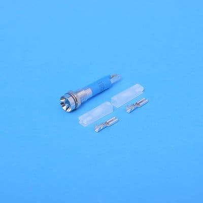 5mm LED indicator. Recessed bright Chrome. Blue 12 Volt (LED5BC)