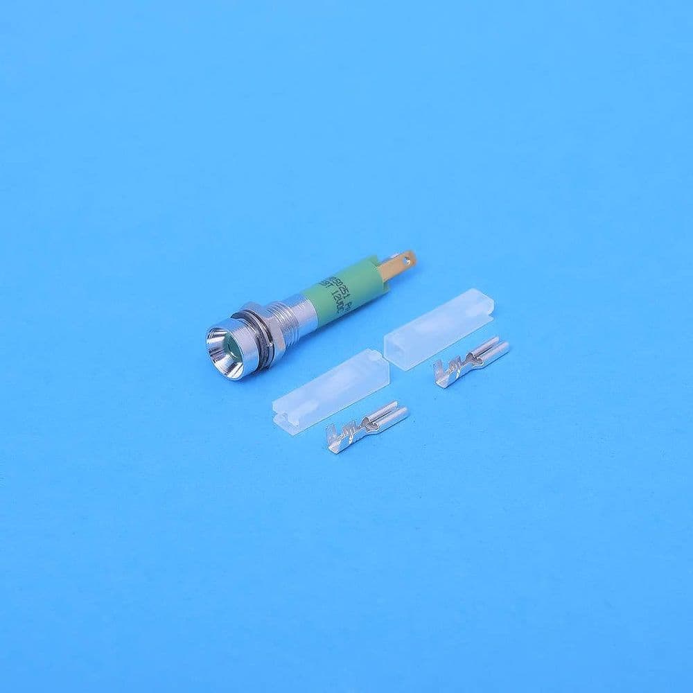 5mm LED indicator Recessed bright Chrome Green 12 Volt LED5GC