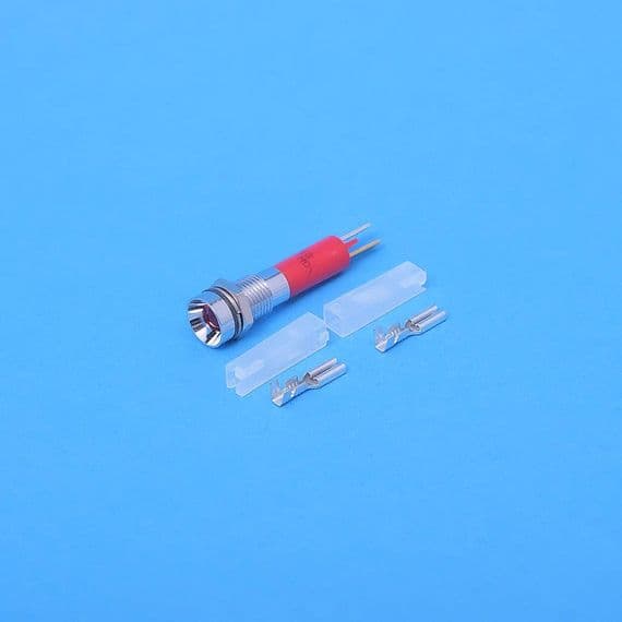 5mm LED indicator. Recessed bright Chrome. Red 12 Volt (LED5RC)