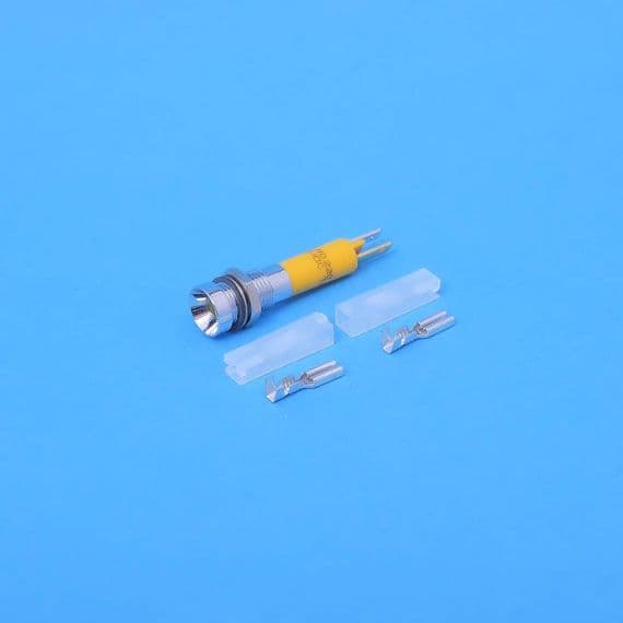 5mm LED indicator. Recessed bright Chrome. Yellow 12 Volt (LED5YC)