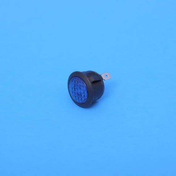 Black body LED warning light. Blue lens 20mm panel hole. (60732)