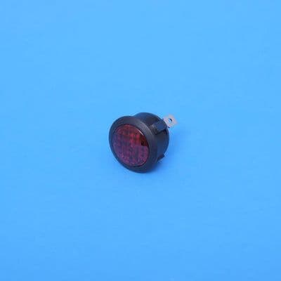 Black body LED warning light. Red lens 20mm panel hole. (60735)
