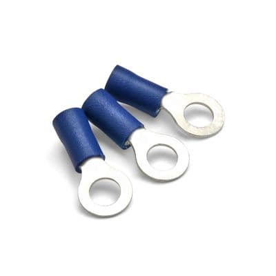 Blue pre insulated ring terminal with 5.3mm hole. (T108)