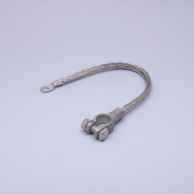 Braided 19mm cable. 8mm ring & batt terms 300mm long (BS502)