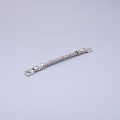 Braided 19mm earth cable. 2 x 8mm ring terms 150mm long (BS300)