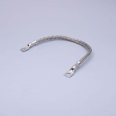 Braided 19mm earth cable. 2 x 8mm ring terms 300mm long (BS302)