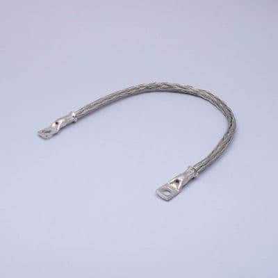 Braided 19mm earth cable. 2 x 8mm ring terms 375mm long (BS303)