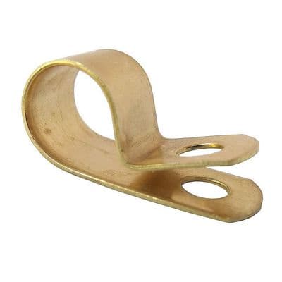 Brass P clip for cables up to 22mm. Fixing hole 5mm (PB55)