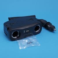 Cigar lighter plug supplying 2 sockets and a USB output (PWRSKT8)
