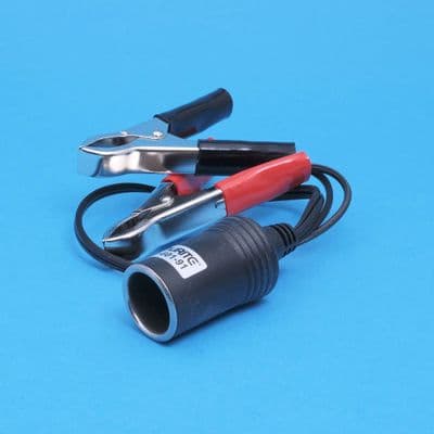 Cigar lighter socket connected to Red and Black croc clips. (PWRSKT3)