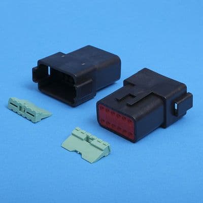 DT 12 way receptacle. Black. Including wedgelock. (DT04-12PA)