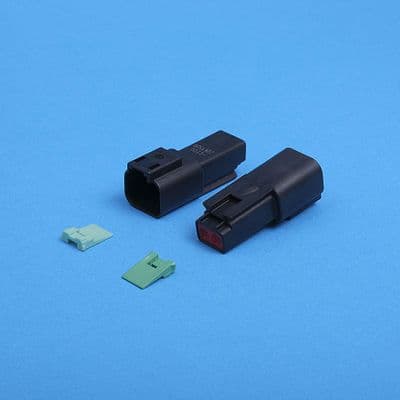 DT 2 way receptacle. Black. Including wedgelock. (DT04-2P)