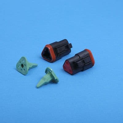 DT 3 way plug. Black. Including wedgelock. (DT06-3S)