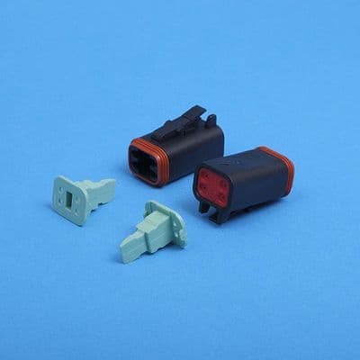 DT 4 way plug. Black. Including wedgelock. (DT06-4S)