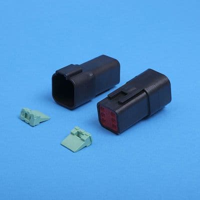 DT 6 way receptacle. Black. Including wedgelock. (DT04-6P)