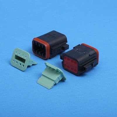 DT 8 way plug. Black. Including wedgelock. (DT06-8SA)
