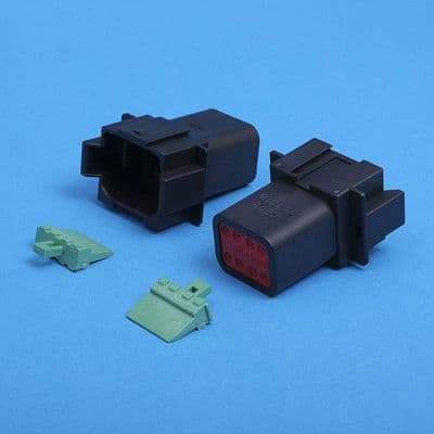 DT 8 way receptacle. Black. Including wedgelock. (DT04-8PA)