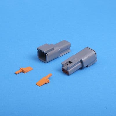 DTM 2 way receptacle. Grey. Including wedgelock. (DTM04-2P)