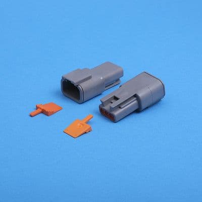 DTM 3 way receptacle. Grey. Including wedgelock. (DTM04-3P)