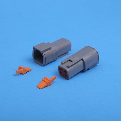 DTM 4 way receptacle. Grey. Including wedgelock. (DTM04-4P)